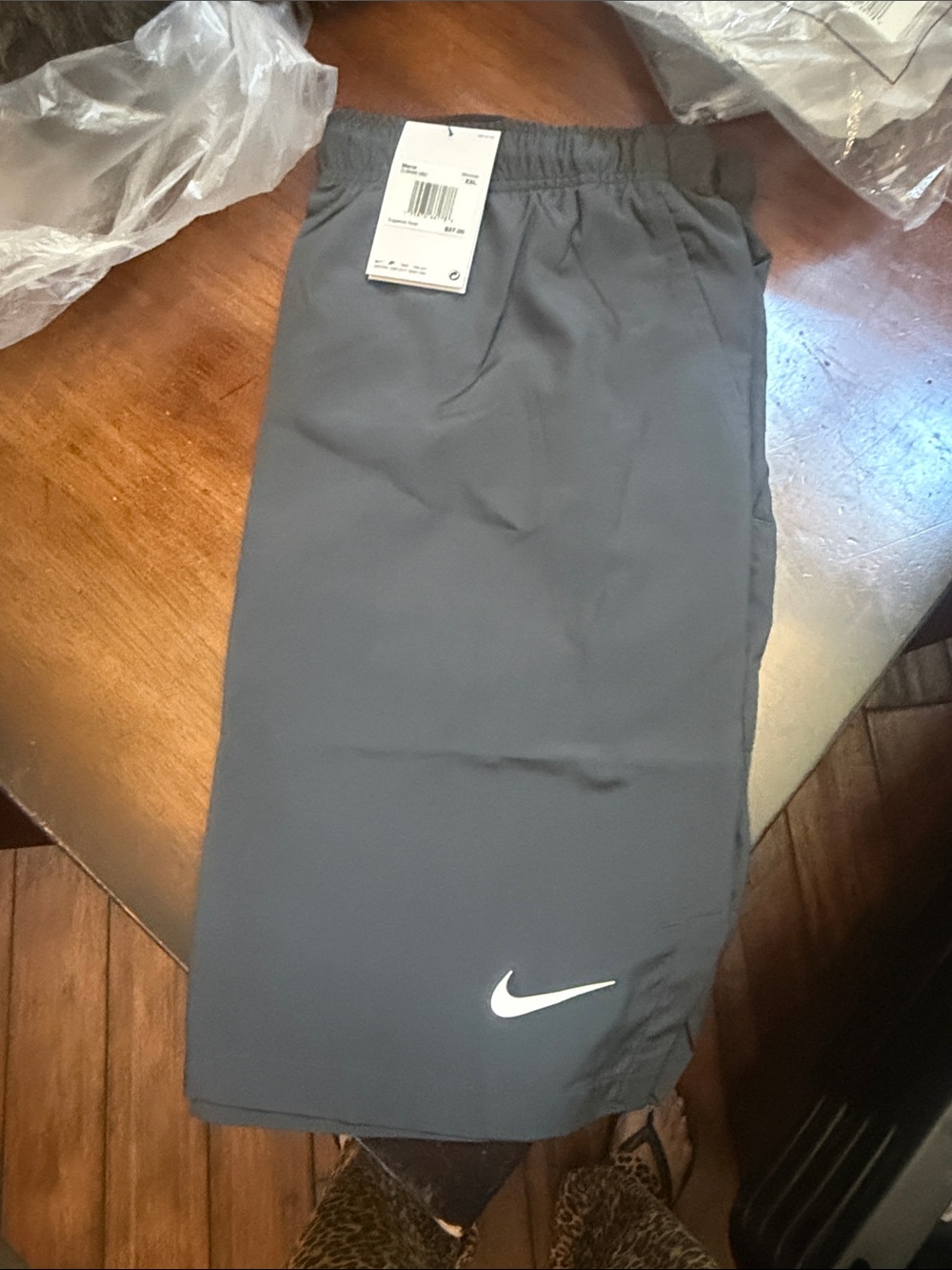 Brand new Nike Mens  Dark Gray Athletic Shorts with White Swoosh